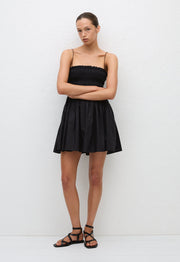 Shirred Bodice Mini Dress - Black - Matteau